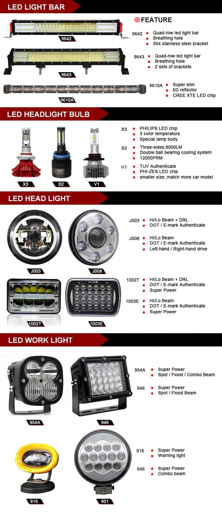 Truck 4X6 Inch LED Square Headlight, White Halo DRL Yellow Angel Eye Beam Trucks Offrord Conversion LED Headlights