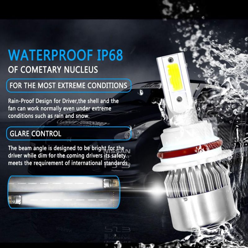 C6 LED Headlights, Headlights, Factory Direct Sales, Super-Concentrating and Super-Bright COB Light Source H7