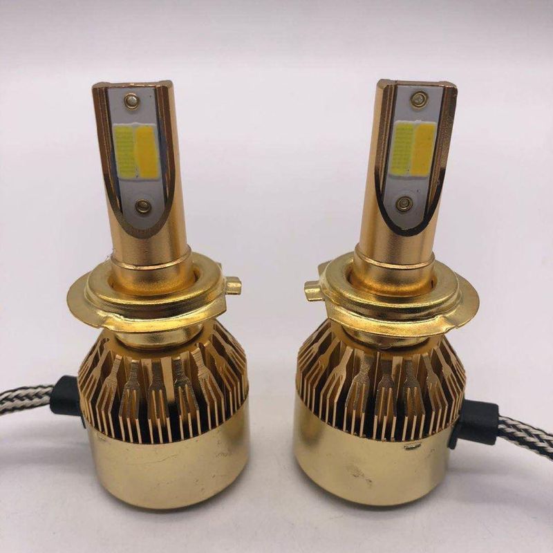 Dual Color Yellow Automobile Head Lamp H7 H11 9006 80W 1300lm H4 H13 Auto Car LED C6 Headlight Bulbs for Fog Light