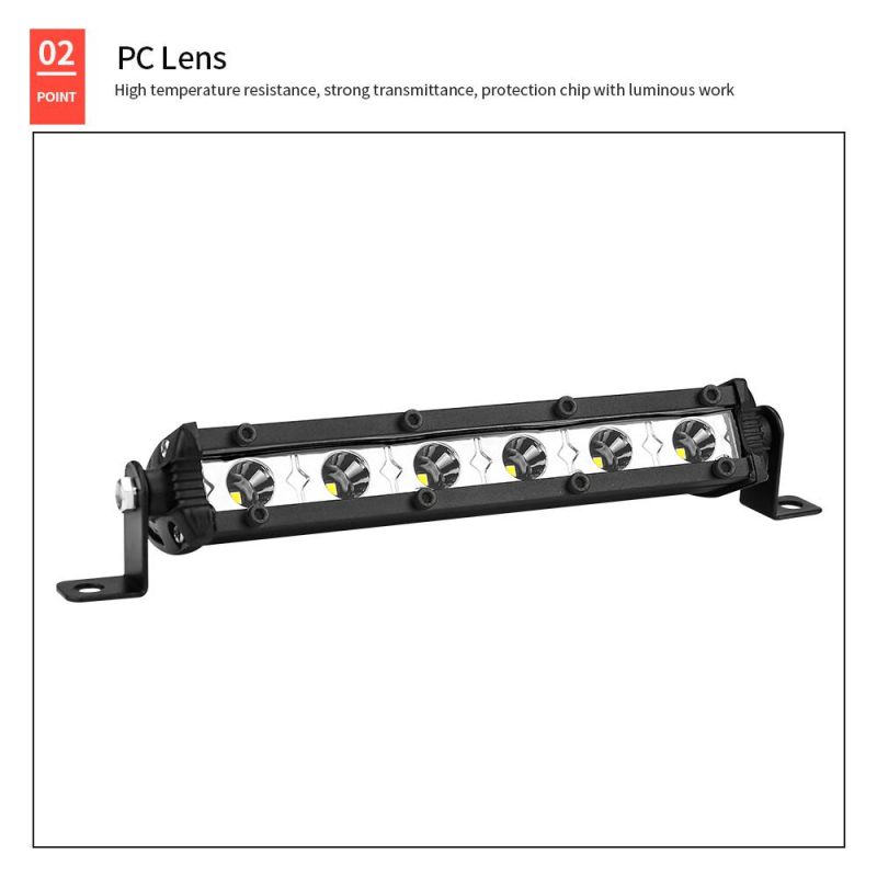 Dxz Single Row 3030 Light Bar 18W 6LED 6000K 12-24V Work Light Auto Parts Car Accessories Spotlight