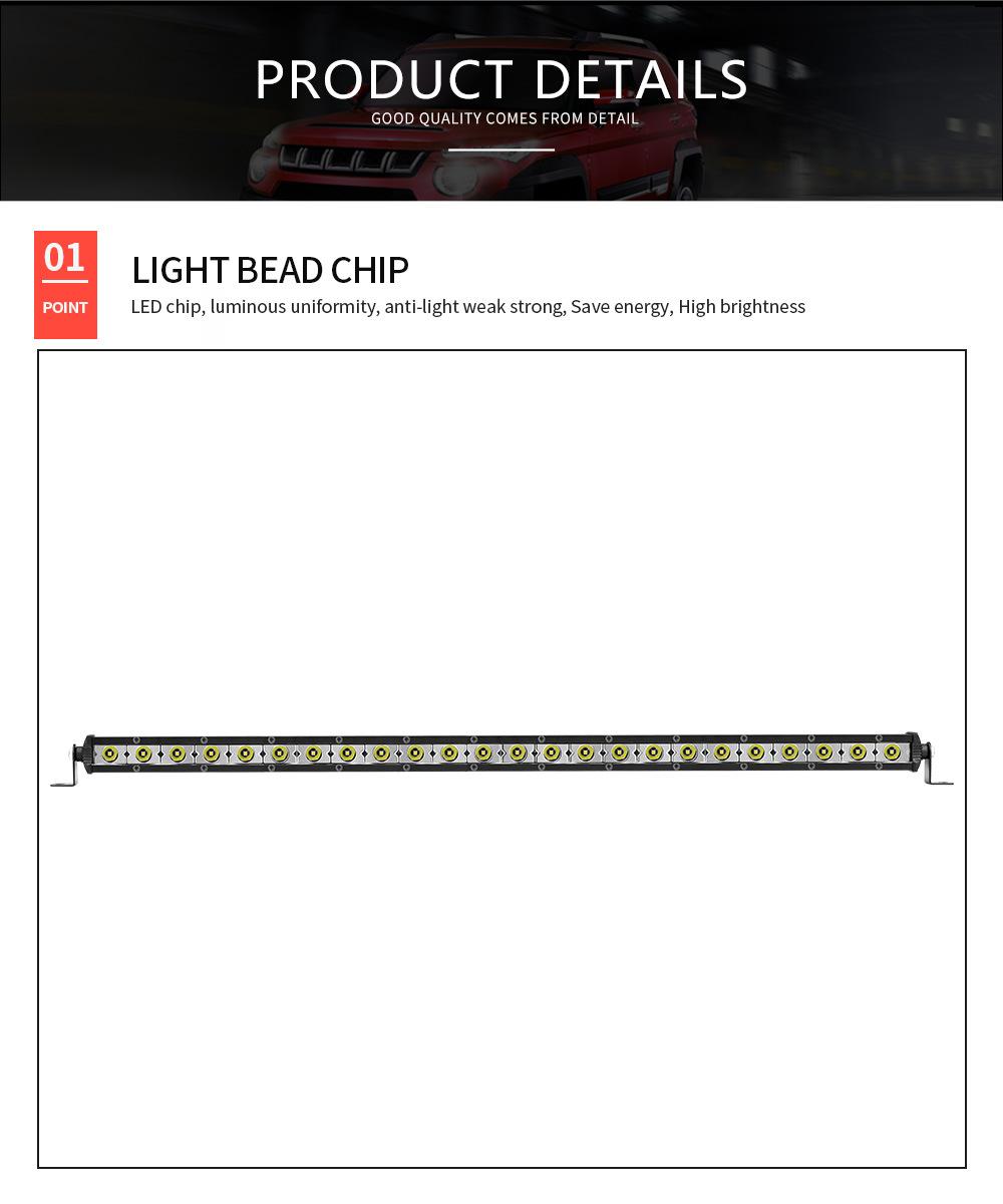 Dxz Ultra Thin 3030 24LED Light Bar 12-24V 6000K Spotlight Car Accessories Auto LED Work Light