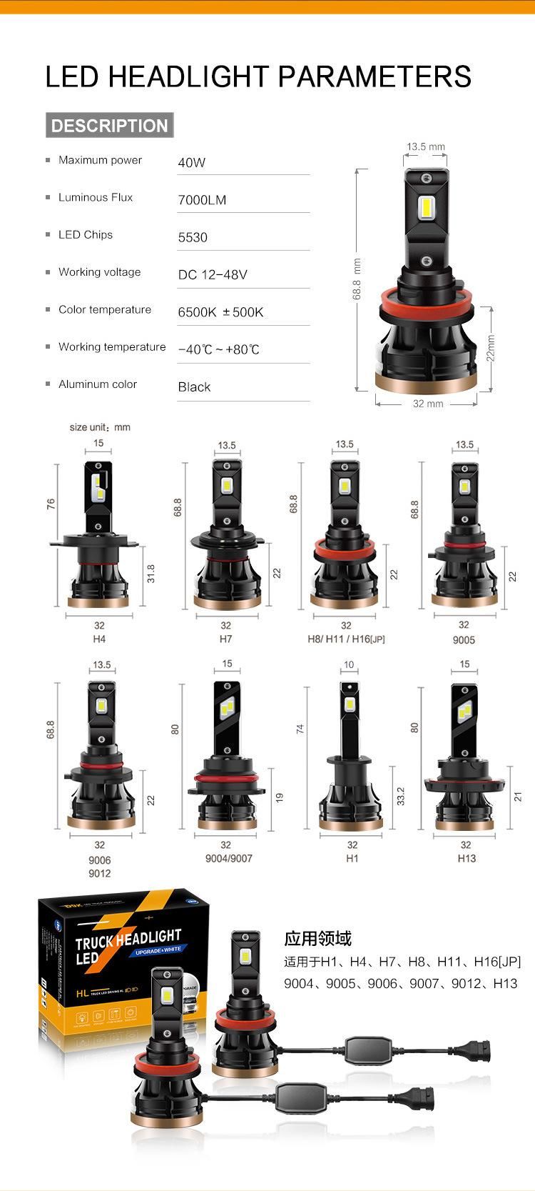 LED Car Headlight COB D9K H4 LED Car Light H1 Auto Headlamp 6000K H7 72W 10000lm Car Lights 9005 LED Light Bulb