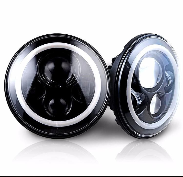 7" LED Headlight 45W High Low Beam Halo Angel Eye DRL Amber Turn Signal for Jeep Wrangler Jk Tj Land Rover Harley