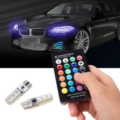 RGB T10 W5w LED Car Clearance Lights SMD RGB T10 LED 194 168 Bulb Remote Width Interior Lighting Source T10 Car Styling