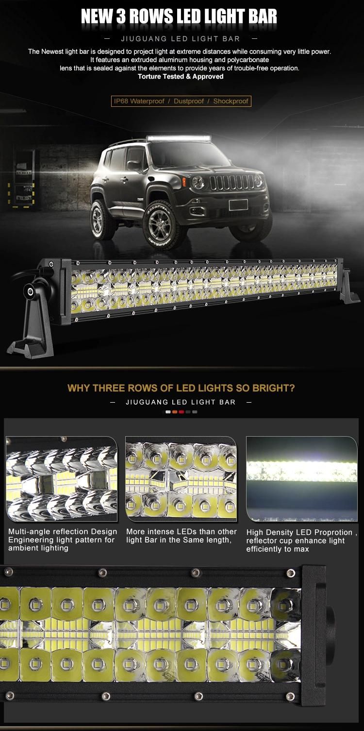 Auto Loghting System Triple Rows 8" 14" 22"Inch Light Bar LED, 32" 42" 52" Inch Offroad 4X4 Aurora Truck LED Light Bar Car