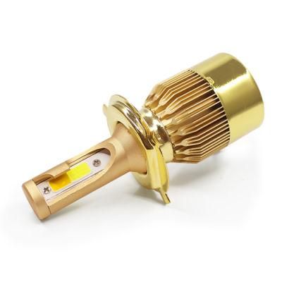 Dual Color Yellow Automobile Head Lamp H7 H11 9006 80W 1300lm H4 H13 Auto Car LED C6 Headlight Bulbs for Fog Light