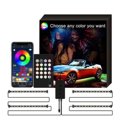 Custom Flexible RGB 5050 Bluetooth Car Light Bar SMD LED Strip Lights with Car Charger Triple Controls and 16 Million Colors Decoration Light