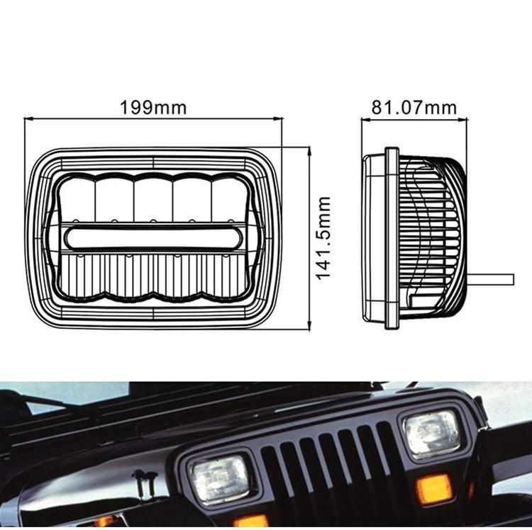 4X6 Inch 45W LED Truck Headlight Replacement for Truck Jeep Jk White DRL LED Headlamp