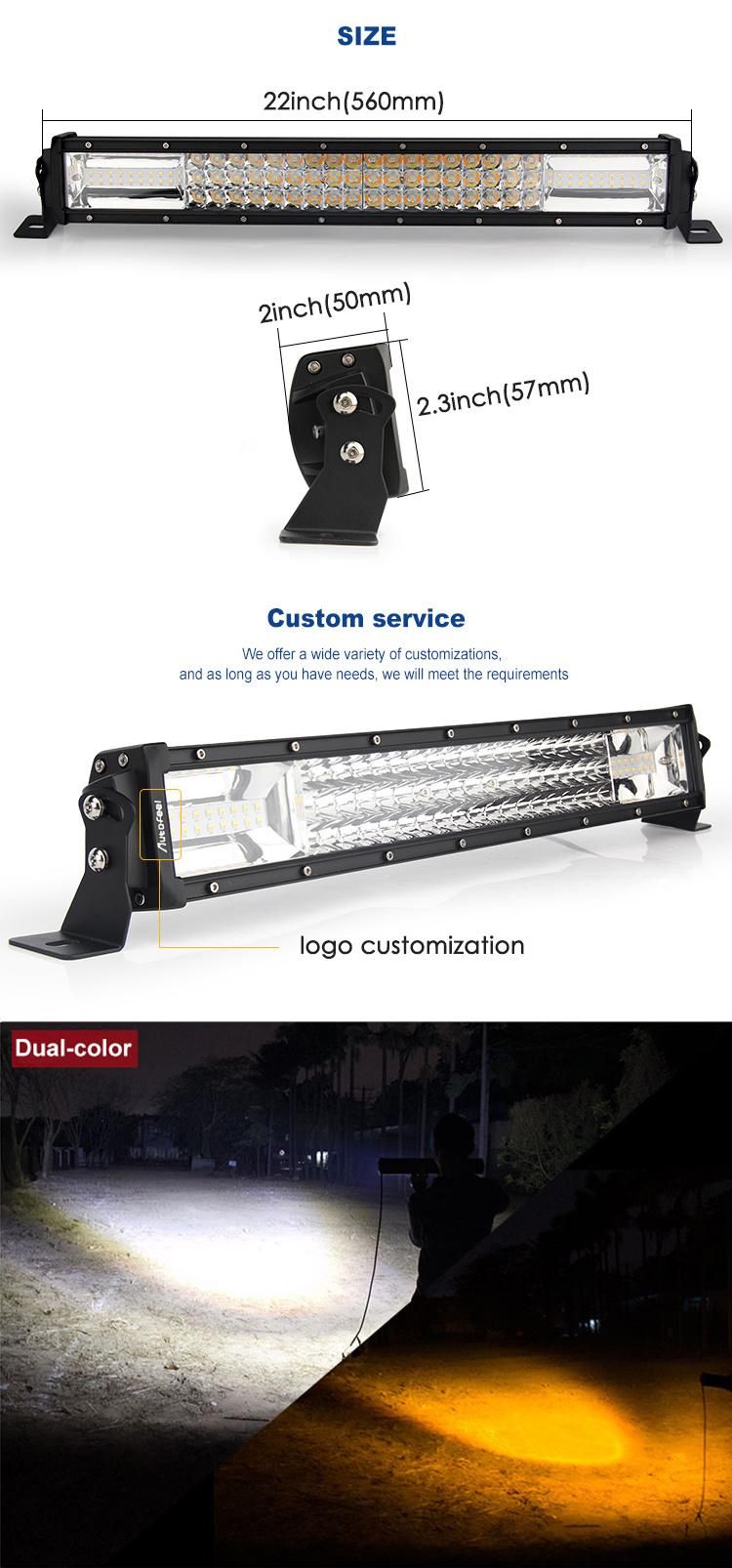 Aurora Lights 12V 22 Inch LED Light Bar Offroad Truck Dual Color Changing Flashing Strobe LED Bar