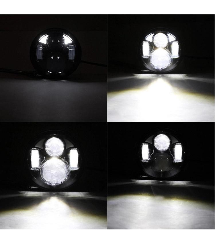 5-3/4" Round LED Projection Headlight with DRL for Harley Motorcycles Black DOT 5.75" Motorcycle Headlamp