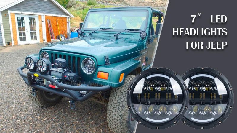 7 Inch 75W Wrangler LED Headlamp off-Road Work Lamp Truck Headlamp with Hi/Lo Beam Turn Lamp and DRL