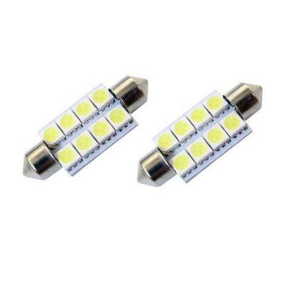 2PCS 42mm Festoon 5050 8LED 8 SMD Canbus Car Interior Festoon Dome Light Bulb White Auto Reading Lights White