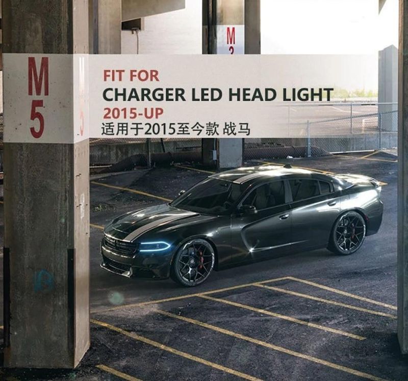 Headlight for Charger LED Headlight 2015-up with LED DRL & Flashing Turn Signal Xenon Project