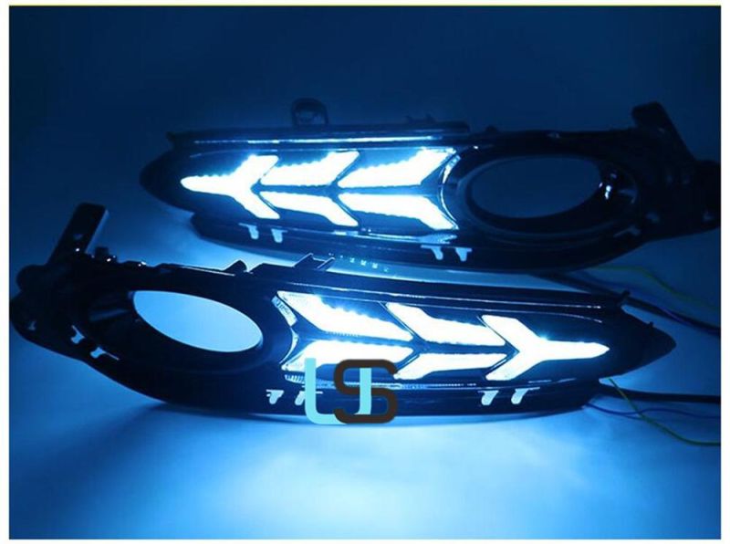 for Honda Hrv Hr-V Vezel 14-15-16-17-18 LED DRL Brake Reverse Relay Daylight Front Bumper Fog Lamp Daytime Running Lights with Turn Signal