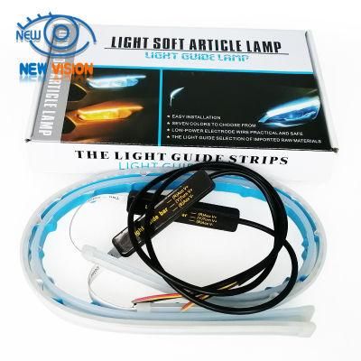 Yellow Blue Daytime Running Lights Turn Signal Flowing Light Guide Strip DRL Flexible Car LED Light Strip for Headlight