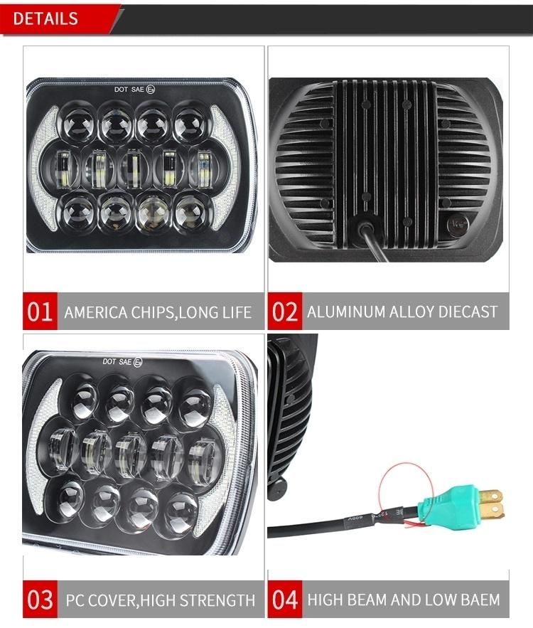 Wholesale Lowest Price 85W 5D 5X7 High Low Beam Headlight with DRL for Jeep