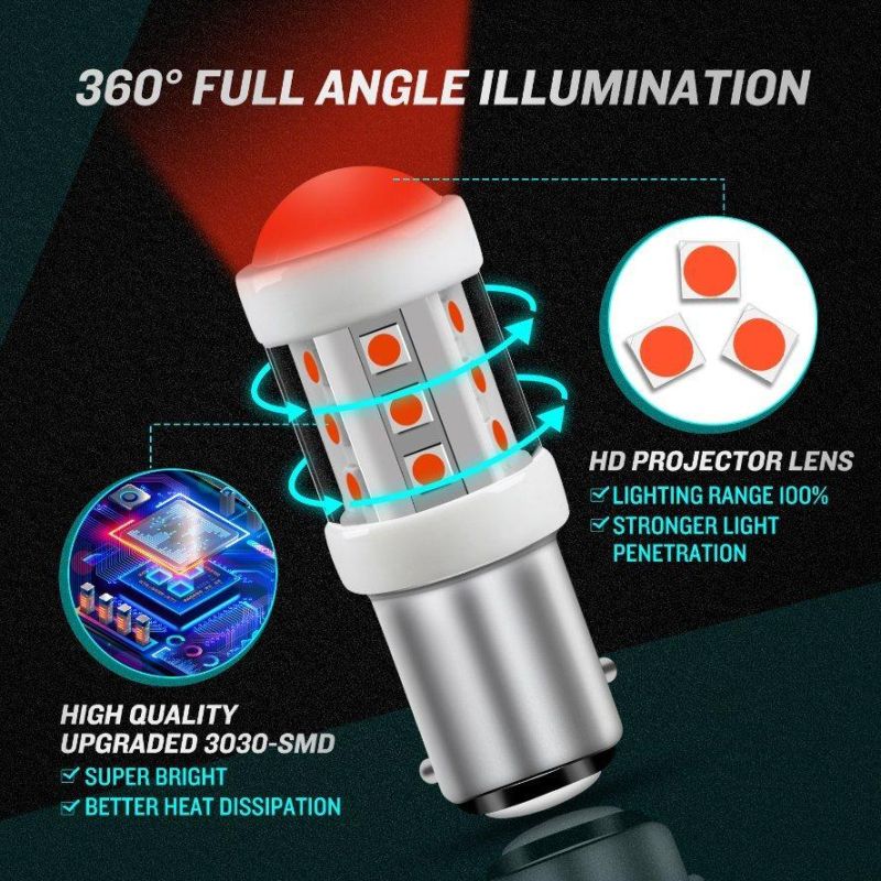 Factory Wholesale Red 3030 Chip Ceramic Car LED Bulbs 7W 1156 1157 LED Brake Light Reverse Light Car LED Light