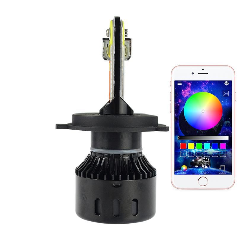 RGB LED Headlight H7 Control Multi-Color 56W LED Headlight APP Bluetooth LED Car Headlight H11