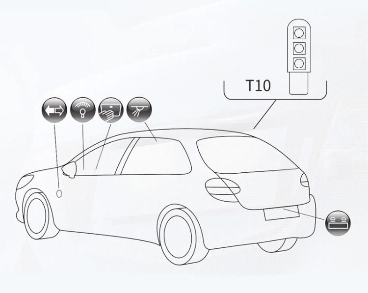 2W Round LED T10 Bulb Medium Base Car Lights