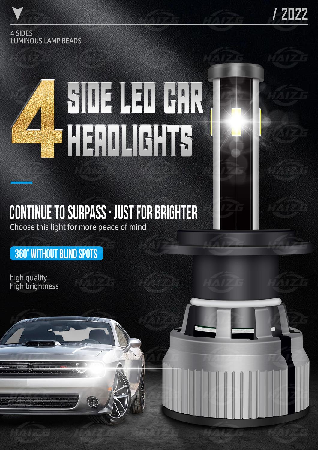 Hziag High Quality 360 Degress Luminous 4 Sides LED Headlight 6000K H7 Other Car Accessories G4 LED Headlight