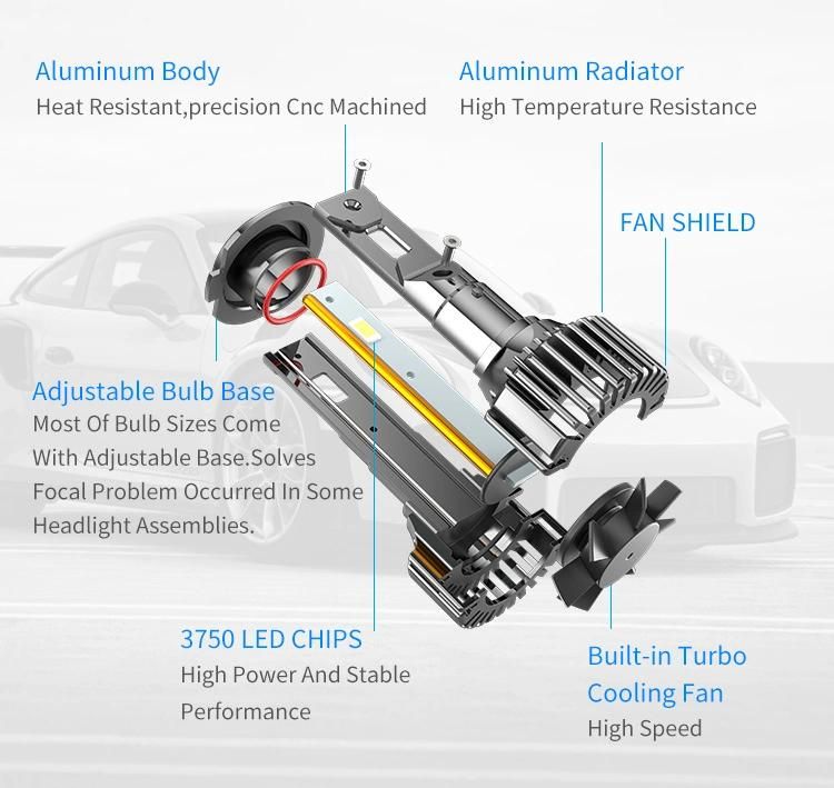 Factory High Brightness Fan Cooling 90W Car Lighting Accessories Headlight Bulb