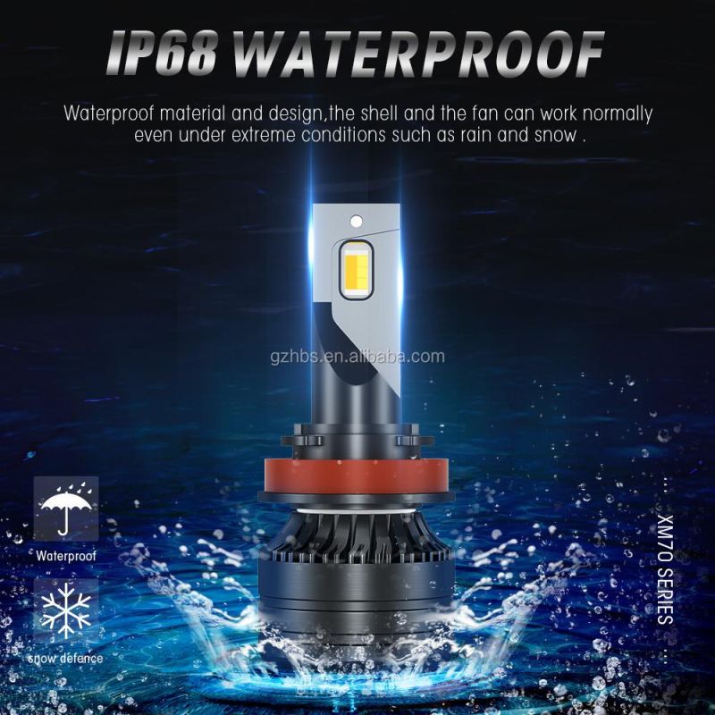 High Power 50W 12V 3000K/4300K/6000K Tricolor High Low Beam Autimotive LED Light Waterproof IP68 LED Headlight for Car