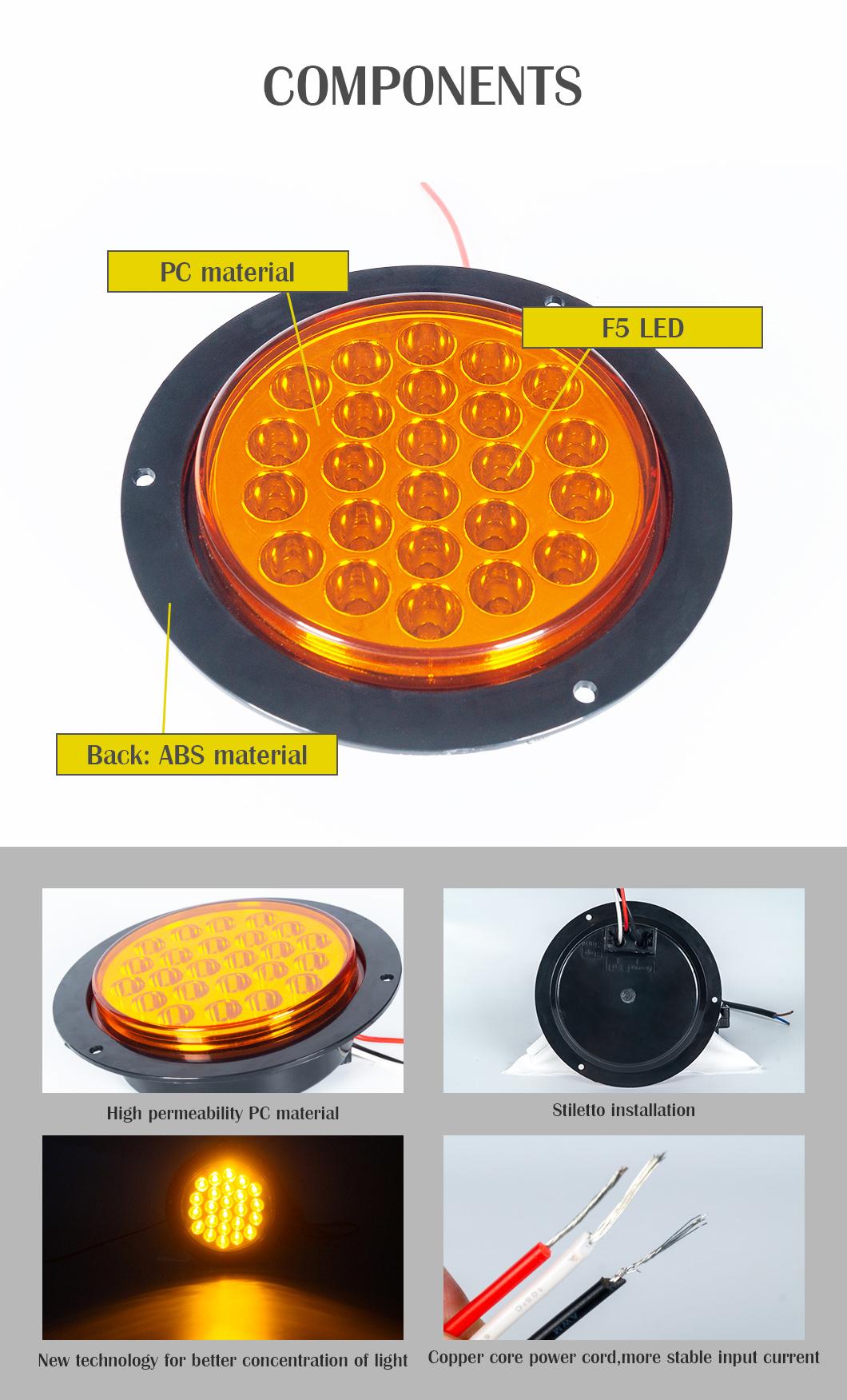 Round Amber LED Trailer Tail Light