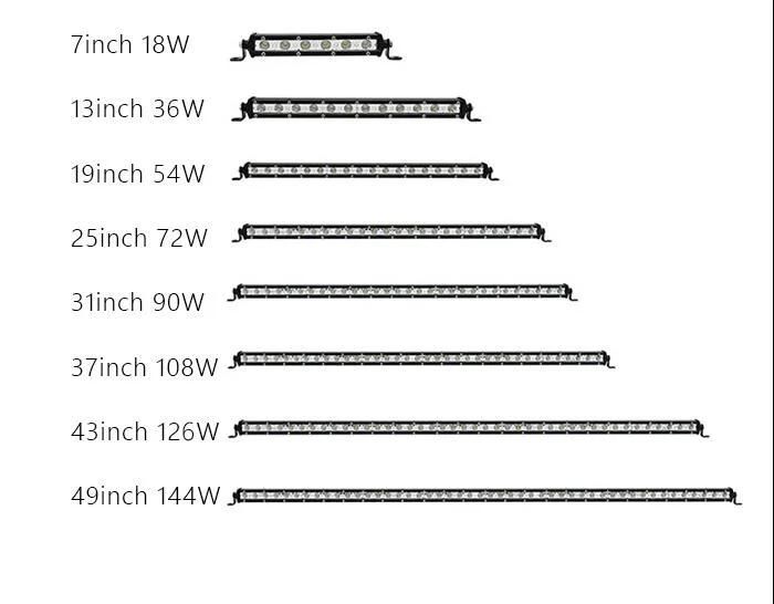 7 13 20 Inch Super Slim LED Light Bar for Jeep Truck ATV Tracto Flood Spot Beam 12V 24V 36W 72W 90W LED Work Light Bar