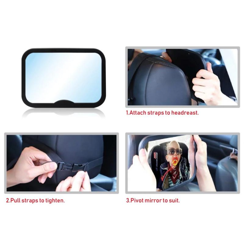 360 Degree Rotational Rectangle Universal ABS Acrylic Baby Infant Backseat Mirror for Car Seat