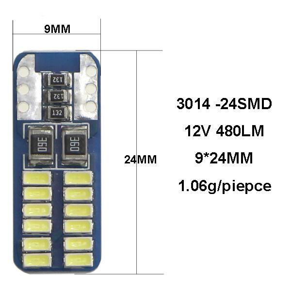 3014 24SMD LED T10 Bulbs W5w Light