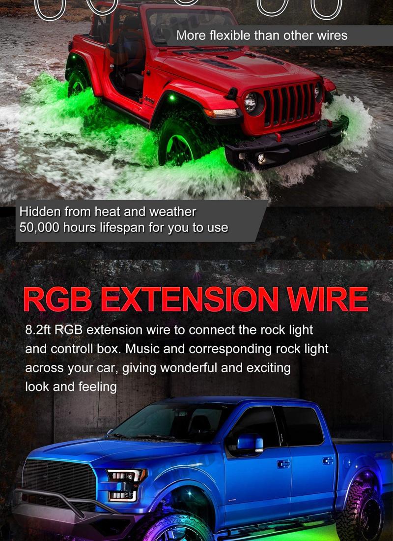 Ss7311235 12 Pods Car RGB LED Rock Decorative Light Bluetooth APP Control Timing Function Music Mode Multicolor Neon Lamps Kit