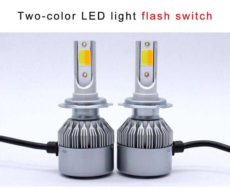 36W 8000lm High Lumen Vehicle Lights Fan Cooling H4 H11 Bulbs C6 Dual Color H7 Auto Car LED Headlight