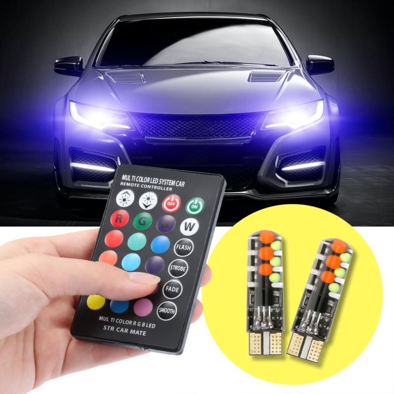 T10 RGB LED COB Colorful Flash Remote Control Indicator Light Bulb Remote Control Car Width Light Strobe Light Atmosphere Light