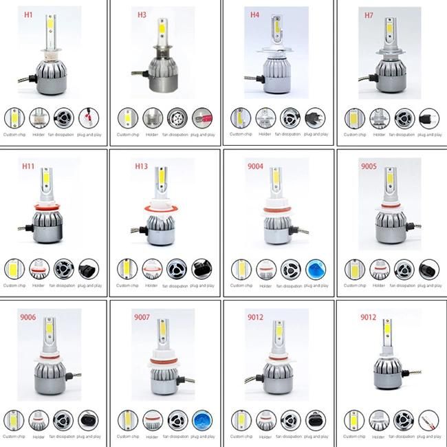 12V 24V H7 H8 H9 H11 9005 9006 50W 6000lm 12V Car C6 9005 Hb3 LED Headlight Bulb