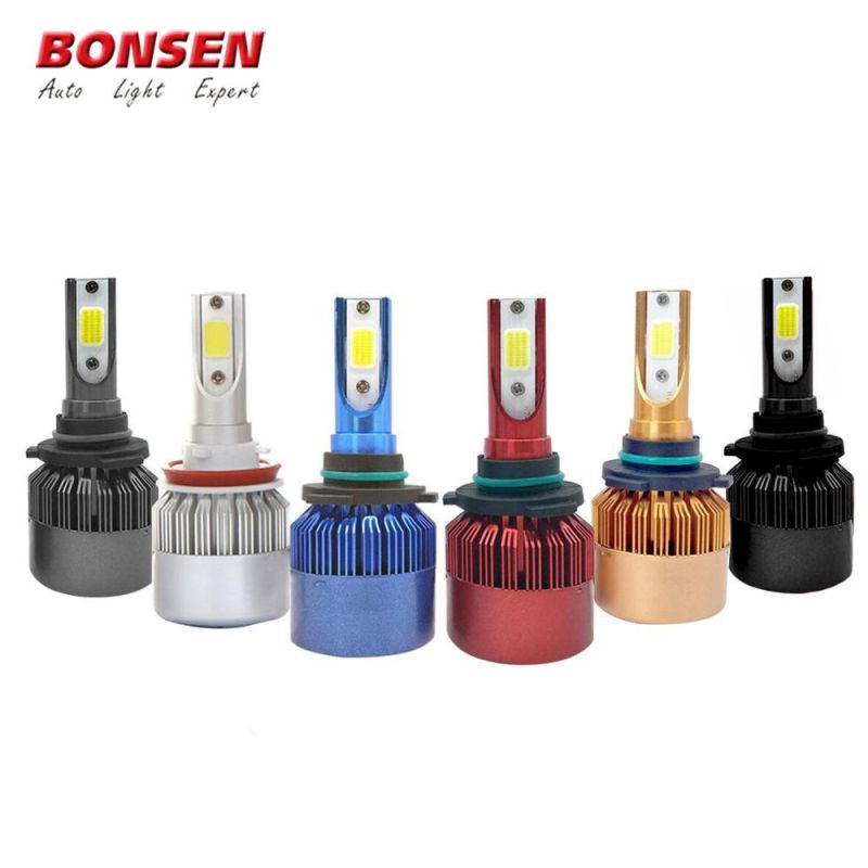 H1 H3 H4 H7 H11 H13 H27 Hb3 9004 9007 LED COB Car Headlight Lamp 72W 6000K 7600lm Automobile Headlamp Light 12V 24V C6