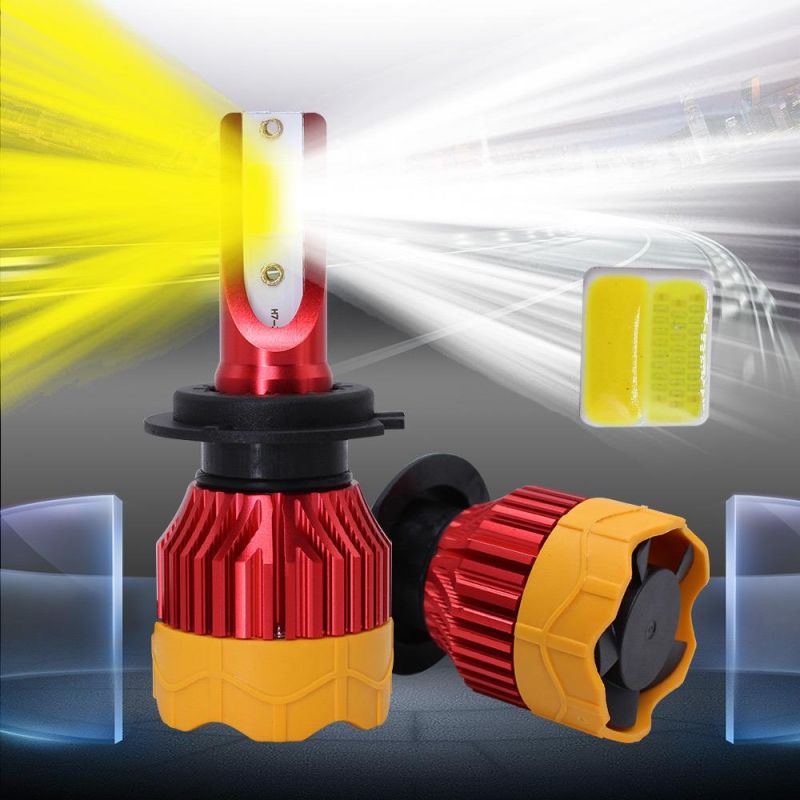 6000 Lm 50W LED H7 H4 Tri-Color Two Color K4 LED Carflash Headlight Fog Bulb