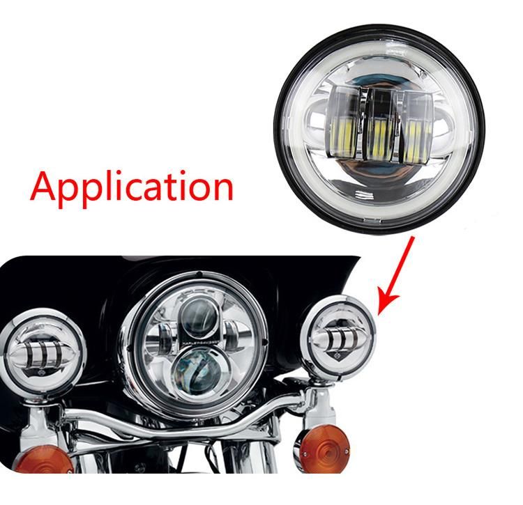 4-1/2" 4.5 Inch LED Passing Light Auxiliary Lamp for Harley Davidson Sportster Motorcycle White DRL Halo Angel Eyes Fog Light