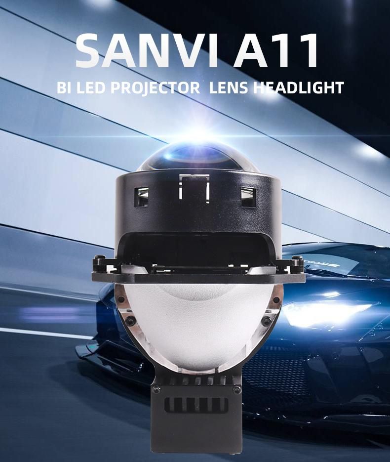 Auto Light Manufacturer Sanvi New Arrival 3 Inch A11 Bi LED Projector Lens Headlight for Car Motorcycle 75W 5500K High Power Auto LED Light Bulbs