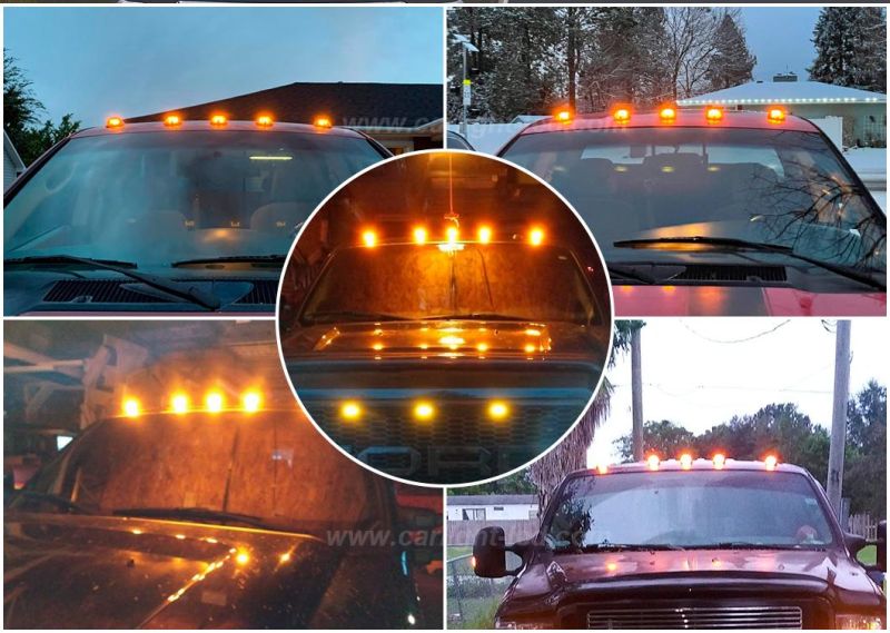 Smoke Lens Amber LED Cab Roof Running Lights Top Clearance Marker Light