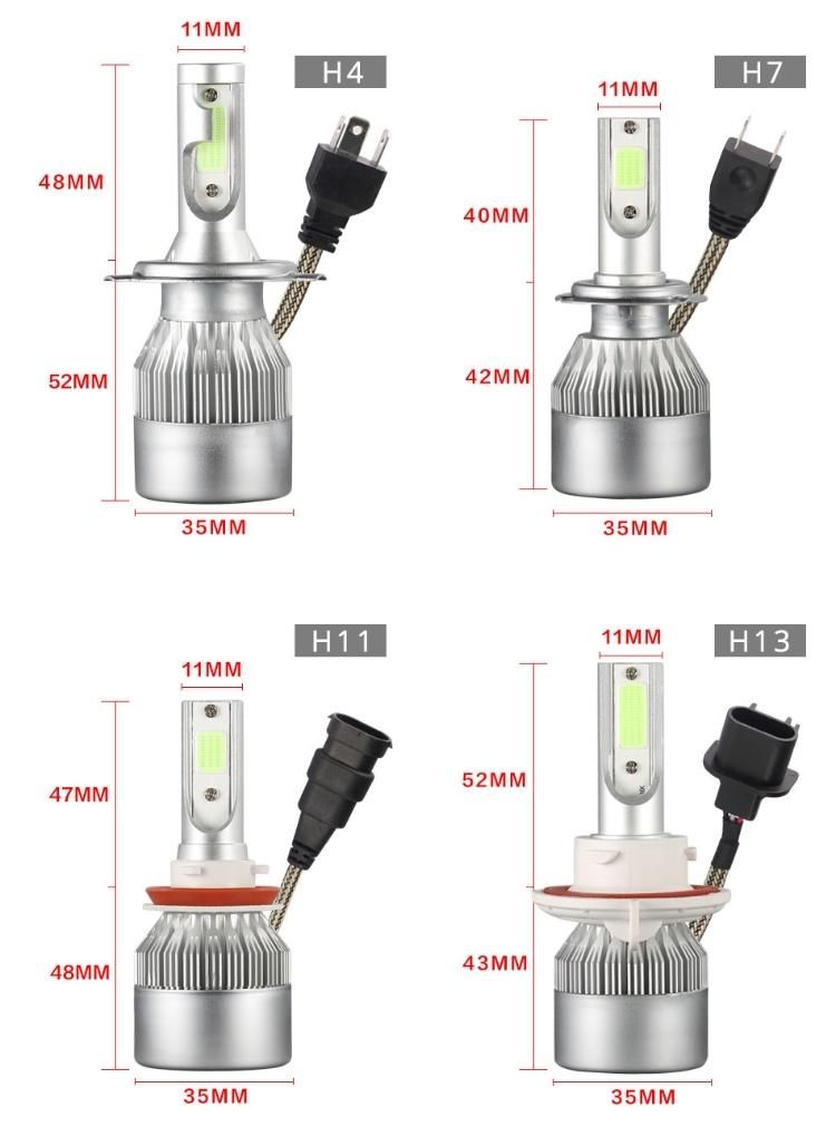 Wholesale C6 LED Car Headlights H7 Kit Luces LED H11 9005 H4 72W 8000lm Car LED Bulbs 6000K Bombillas LED 12V Fog Lights Automobiles Headlight C6 H4