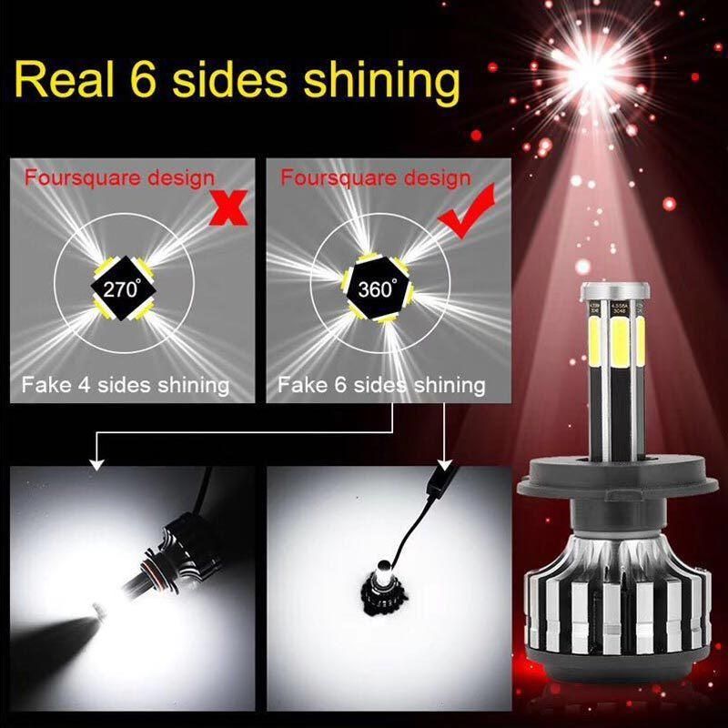 6 Sided LED H7 H4 H11 Hb3 Hb4 Headlight Best LED Headlight Reliable Quality Projector Headlight 880 5202