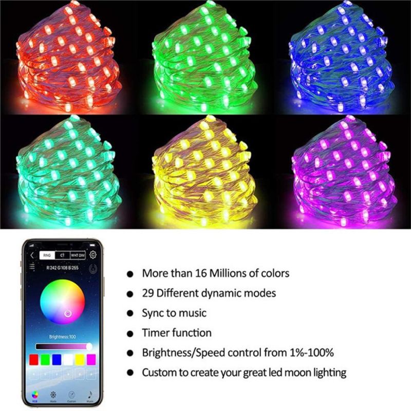 Dropshipping Service APP Control LED String Lights USB Powered Color Changing Holiday Lighting-Decoration Christmas Tree Decor