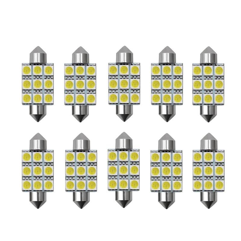 White 5050 9LED 36mm 39mm 41mm DC 12V Car LED C10W C5w Parking Door Festoon Dome Backup Lamp Door LED Reading Lamp Tail LED