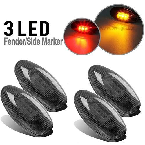 for Gmc and Chevrolet Silverado Smoke Lens LED Side Marker Lights Set