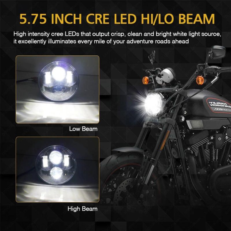 Hi Lo Beam Round Super Bright 40W 5.75 Inch LED Motorcycle Headlight