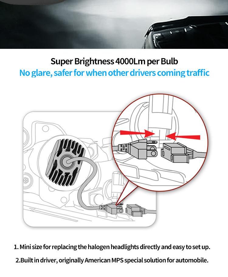 High Bright 50W 4000lm All in One LED Headlight Car