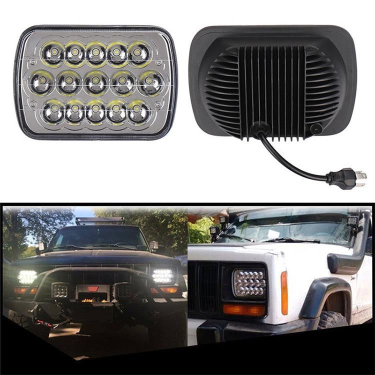 4X4 Rectangle H6054 LED Headlights 5X7 7X6 Headlamp Hi/Low Sealed Beam H4 9003 Plug 6054 H5054 Compatible with Chevy S10 Van/Jeep Wrangler Yj Xj Faros LED