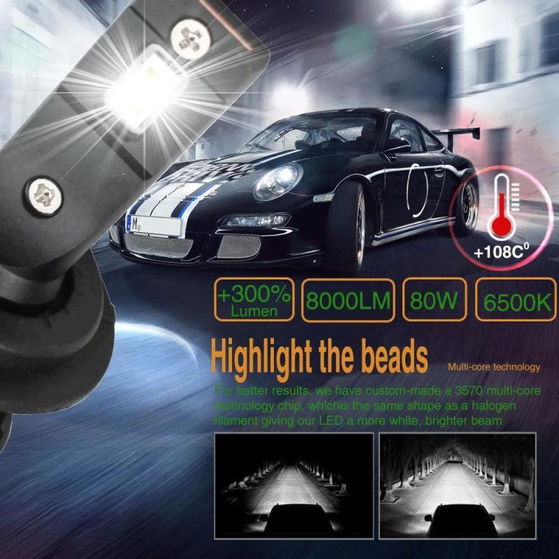 45W Inner Canbus M9plus H7 LED Auto Light Superior Brightiness 8000lm