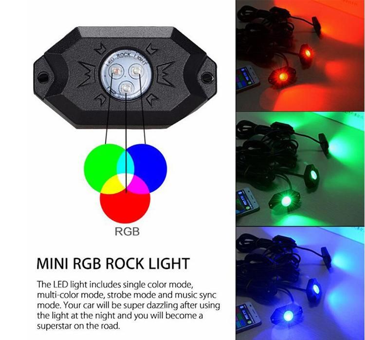 4 Pods LED Rock Light Under Car Light RGB Car Atmosphere Lamp Bluetooth Offroad Pickup SUV ATV Truck Rock Lamp