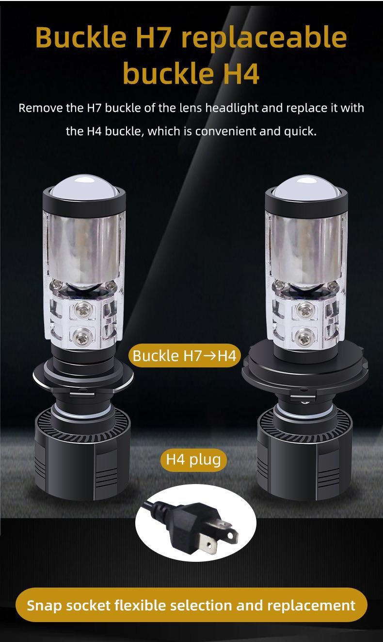 H7/H4 A8 LED Motorcycle/Car Headlight Mini Lens Projector 3000K 6000K 7200lm Super Turbo LED Bulb 72W Hi/Low Auto Ice Light